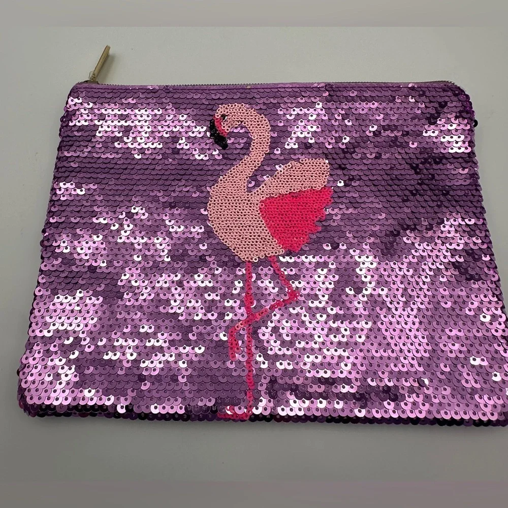 Pink and Lavender Tarte Flamingo Sequin Makeup Bag & New Flamingo Knee Hi Socks
